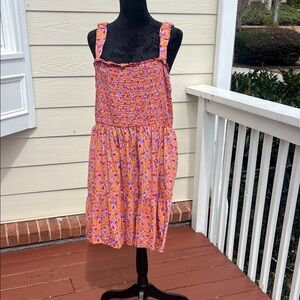 Gap plus size Smocked Floral Sundress - Pink & Orange XXL 100 percent cotton